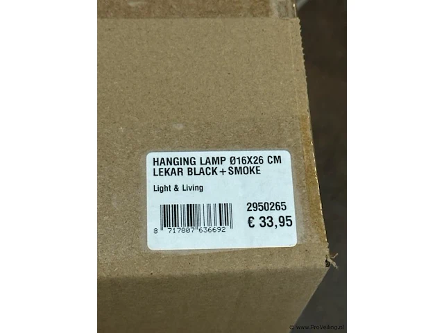 Hanglamp 16x26 cm lekar black en smoke - afbeelding 3 van  3