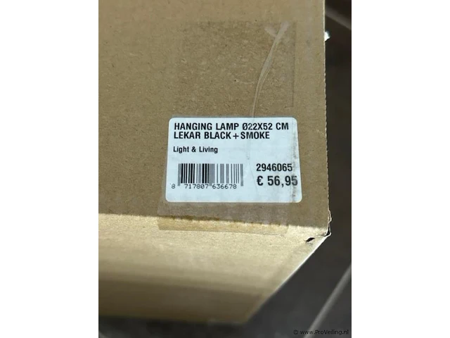 Hanglamp 22x52 cm lekar black en smoke - afbeelding 3 van  3