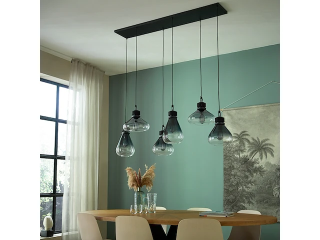 Hanglamp flair 6 lichts steinhauer lighting, zwart , 2024 - afbeelding 1 van  5