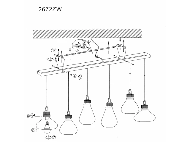 Hanglamp flair 6 lichts steinhauer lighting, zwart , 2024 - afbeelding 5 van  5