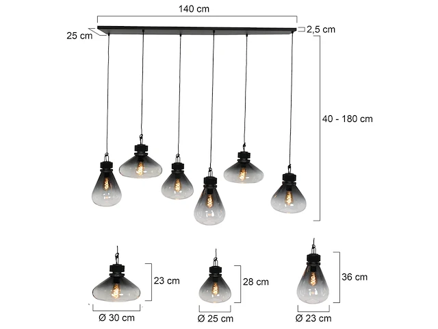 Hanglamp flair 6 lichts steinhauer lighting, zwart , 2024 - afbeelding 2 van  5