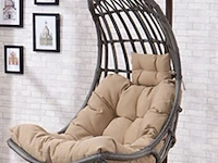 Hangstoel 80 cm breed - hoogte 195 cm - wit frame / mokka kussens - afbeelding 2 van  5