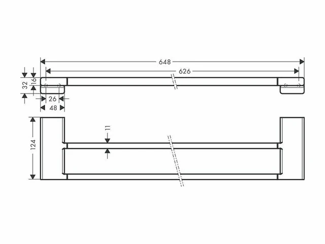 Hansgrohe addstoris dubbel handdoekrek mat zwart, 41743670 - afbeelding 3 van  5