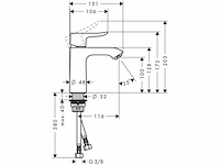 Hansgrohe metris wastafelkraan medium uitloop zonder wastegarnituur chroom - afbeelding 2 van  3