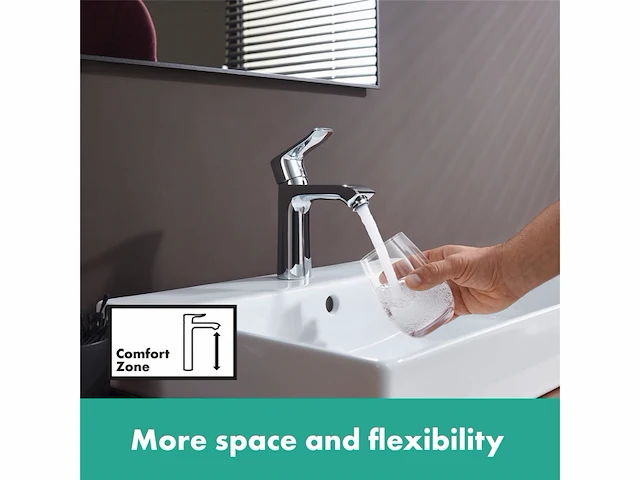 Hansgrohe metris wastafelkraan medium uitloop zonder wastegarnituur chroom - afbeelding 3 van  3