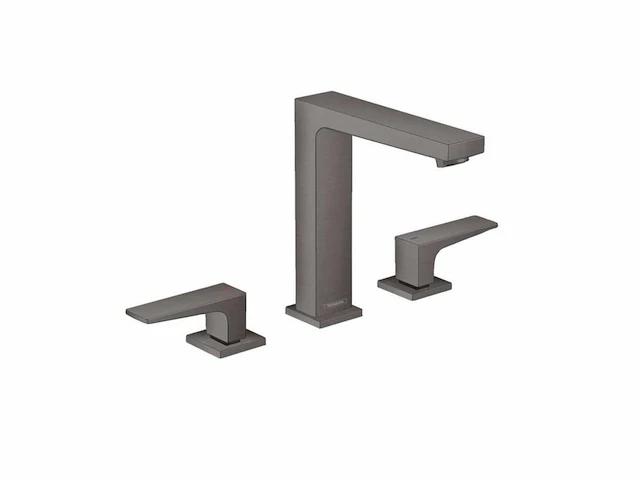 Hansgrohe metropol 100 3gats wastafelmengkraan met pushopen waste brushed black chroom - afbeelding 1 van  2