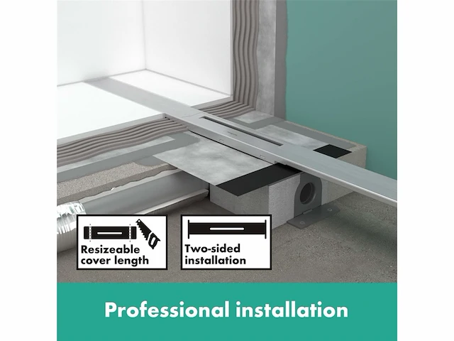 Hansgrohe raindrain flex douchegoot met rvs rooster 800 te plaatsen in de ruimte inkortbaar mat zwart 56044670 - afbeelding 4 van  4