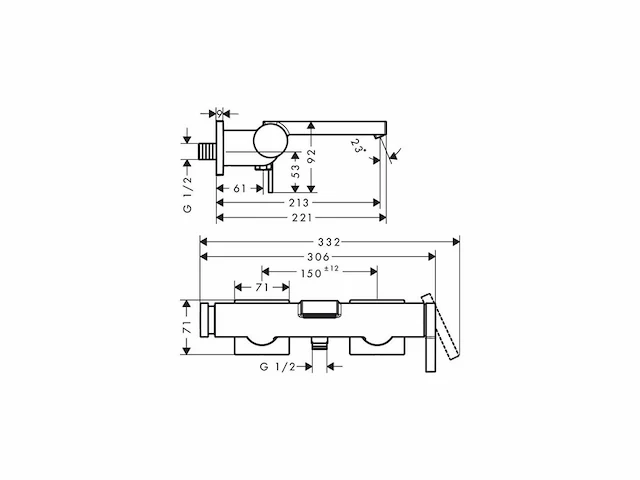 Hansgrohe tecturis e ééngreeps badmengkraan opbouw chroom - afbeelding 2 van  6