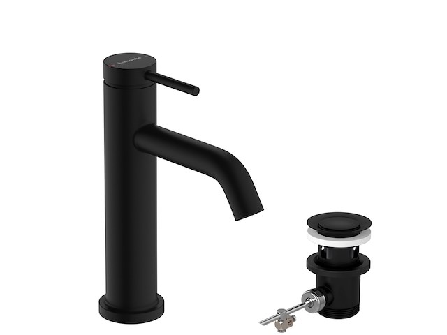 Hansgrohe tecturis s wastafelkraan engreeps bediening 110mm maat mat zwart - afbeelding 2 van  4