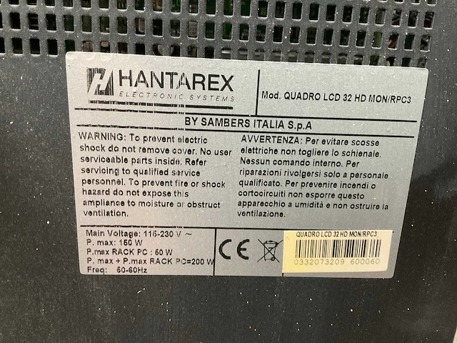 Hantarex quadro lcd 32 hd monitor, 32” - afbeelding 5 van  5