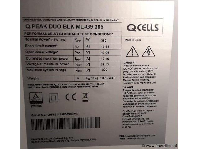 Hanwha q cells q.peak duo blk ml-g9 385 zonnepanelen - 3 stuks - afbeelding 2 van  2