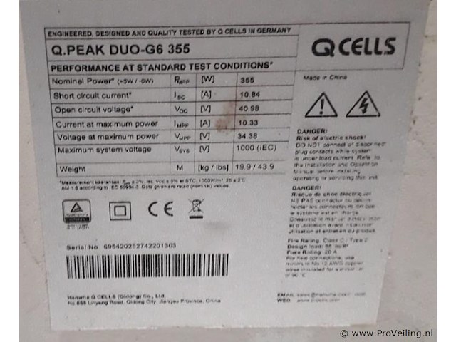 Hanwha q cells q.peak duo-g6 355 zonnepanelen - 1 pallet á 32 stuks - afbeelding 2 van  2