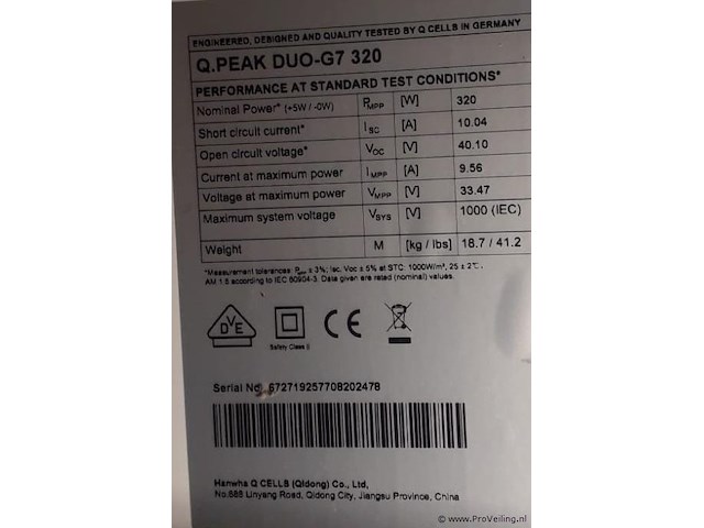 Hanwha q cells q.peak duo-g7 320 zonnepanelen - 1 pallet á 30 stuks - afbeelding 2 van  2