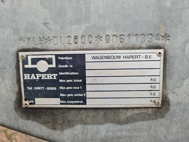 Hapert - 1995 - hapa 1024 - aanhanger - wl-15-rh - afbeelding 4 van  4