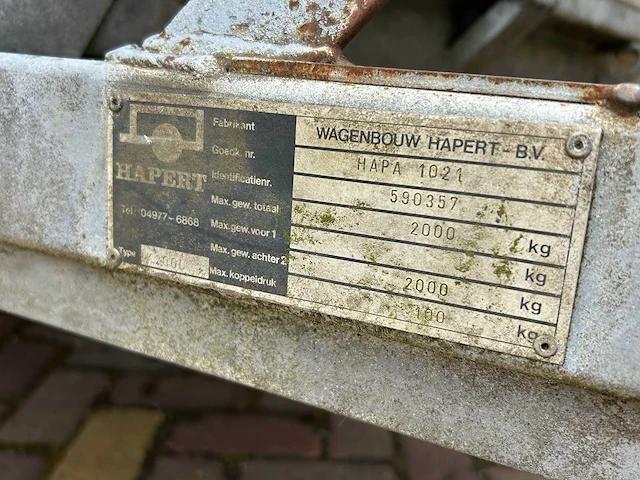 Hapert - 2000kg - k2000 - aanhangwagen - afbeelding 7 van  11