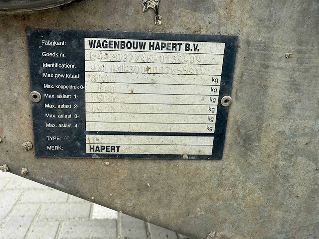 Hapert - 2016 - plateauwagen - ta3000 - aanhangwagen - afbeelding 11 van  11