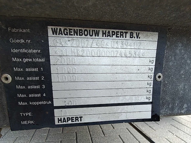 Hapert - ta - tandemas aanhangwagen - afbeelding 3 van  12
