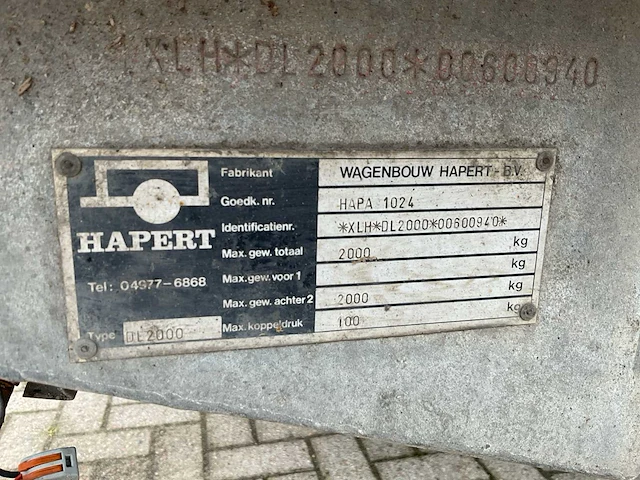 Hapert dl2000 dubbelasser aanhangwagen - afbeelding 8 van  8