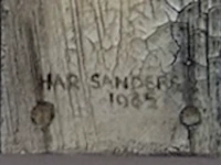 Har sanders (1929-2010) - touwtje uit de deur, bouwjaar 1985, olieverf op doek - afbeelding 2 van  2