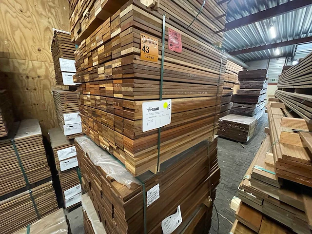 Hardhout tegelhout 1050x97x17mm (410x) - afbeelding 2 van  3