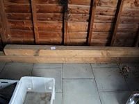 Hardhouten douglas balken 14 x 14cm. 3 stuks in 3 verschillende lengtes, ca 250 x 280 en 215cm - afbeelding 1 van  3