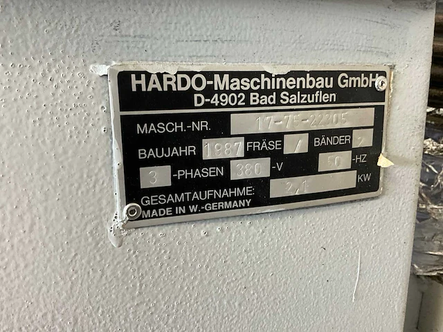 Hardo ortho solo 75 band- schuur- polijstmachine v.v. pneumatische klepafzuiging - afbeelding 5 van  6