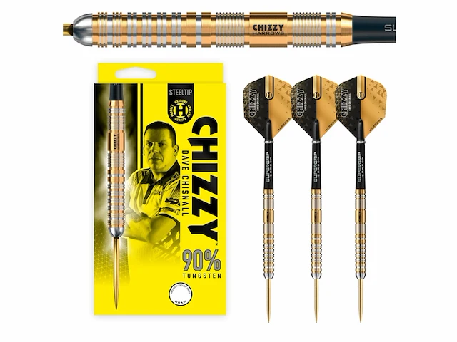 Harrows chizzy v2 steeldart, 90% tungsten, gold titanium, 22g - afbeelding 1 van  4