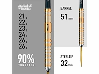 Harrows chizzy v2 steeldart, 90% tungsten, gold titanium, 22g - afbeelding 3 van  4