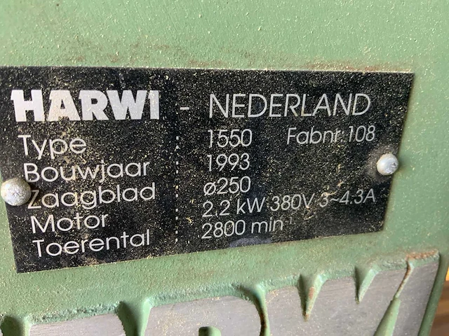 Harwi 1550 verticale platenzaag - afbeelding 4 van  4