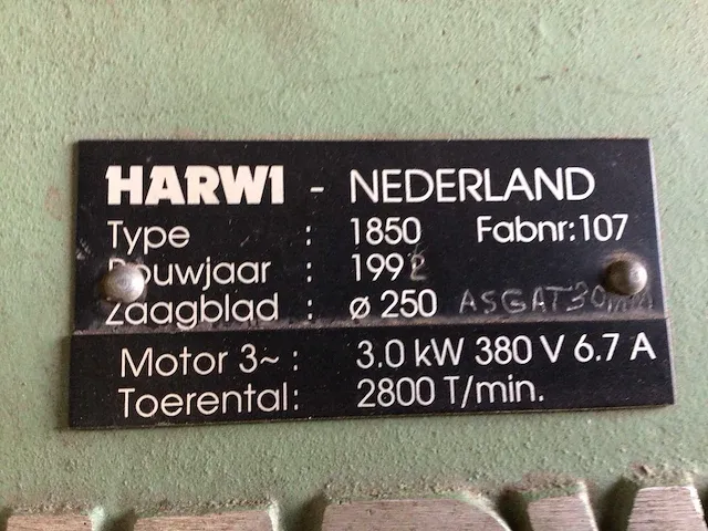 Harwi verticale platenzaagmachine - afbeelding 2 van  11