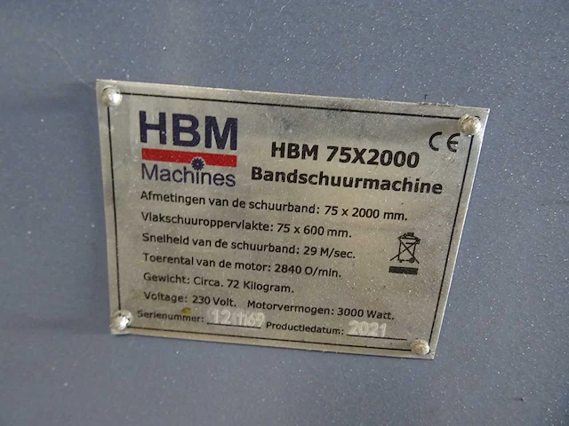 Hbm - 2021 - bandschuurmachine - afbeelding 3 van  3
