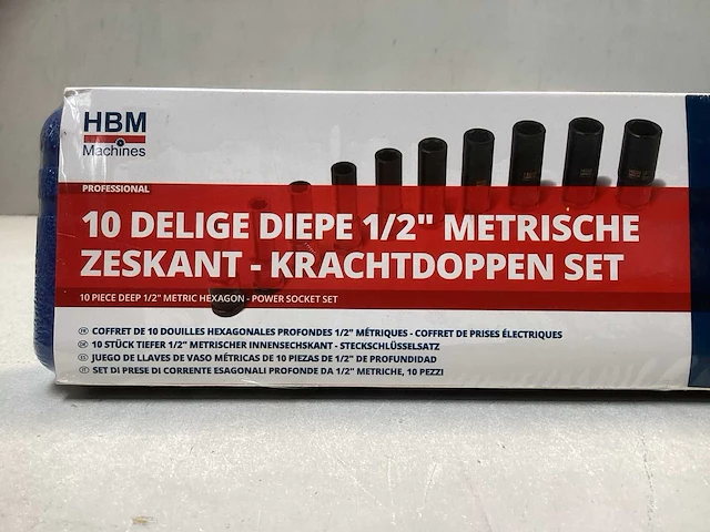 Hbm - krachtdoppenset - 10-delig 1/2” cr-v - afbeelding 3 van  3