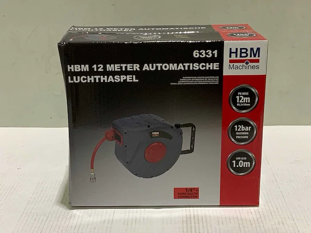 Hbm 12m - 2x hbm luchtslang automatisch oprollend 12 meter (2x) - afbeelding 2 van  3