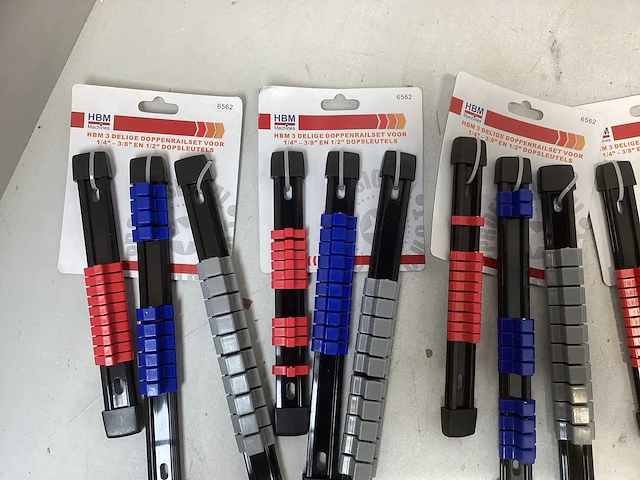 Hbm 3-delige doppenrailset voor 1/4”-3/8” en 1/2” (5x) - afbeelding 2 van  3
