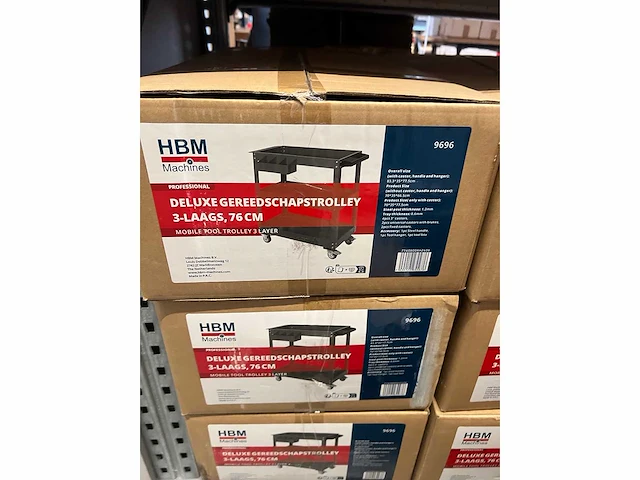 Hbm deluxe 3 laags universele gereedschapswagen met la en rek - afbeelding 1 van  3