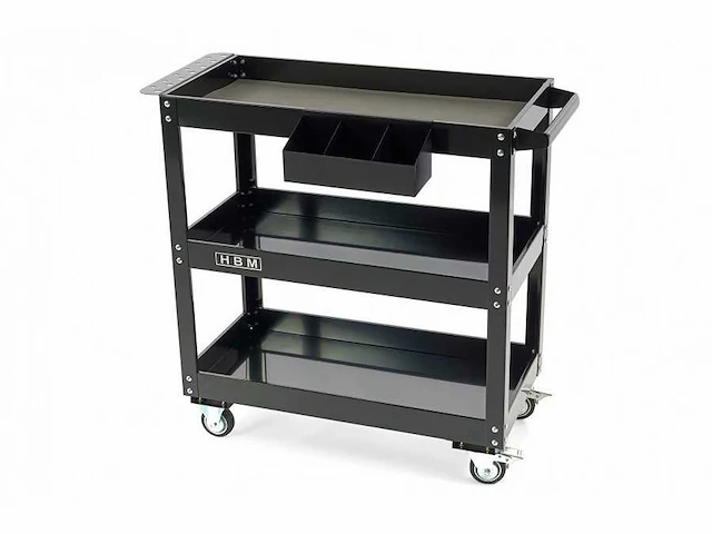 Hbm deluxe 3 laags universele gereedschapswagen met la en rek - afbeelding 2 van  3