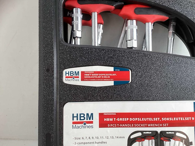 Hbm t-greep dopsleutelset, soksleutelset 9 delig - afbeelding 3 van  4