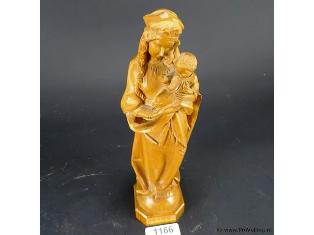 Heel gedetailleerd in hout gesneden madonna met kind - afbeelding 2 van  5