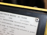 Heftruck hyster 1.75 lpg. bouwjaar 1999. afgelezen draaiuren 770.7. maximale hefhoogte 4.80 meter. met side... - afbeelding 9 van  10