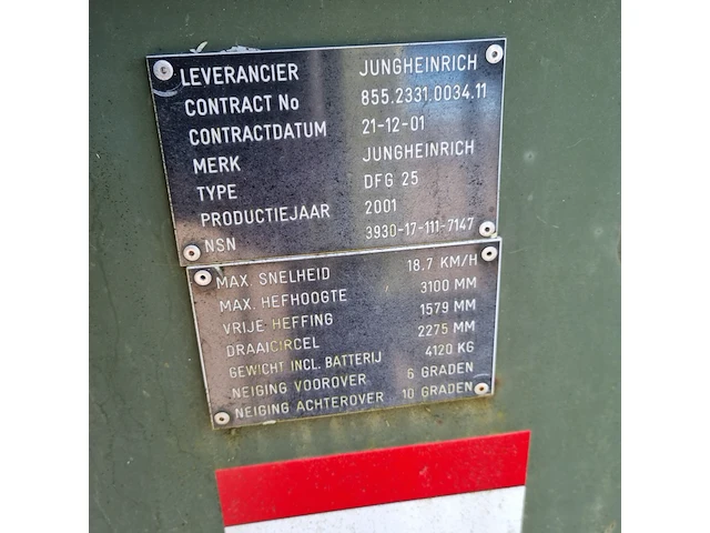 Heftruck jungheinrich, dfg 25, bouwjaar 2001 - afbeelding 15 van  17
