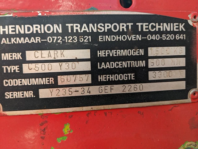Heftruck lpg, clark, c500 y30, rood, 1971 - afbeelding 3 van  29