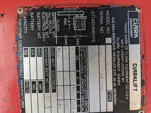 Heftruck lpg, clark, c500 y30, rood, 1971 - afbeelding 4 van  29