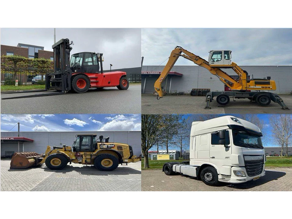 Heftrucks - kranen - vrachtwagens - grondverzet - intern transport - gereedschap