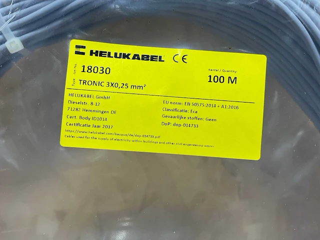 Helukabel tronic 3x0,25mm2 kabel 100m (5x) - afbeelding 3 van  5