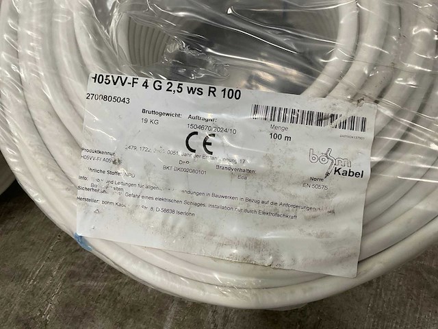 Helukabel vmvl (h05vv-f) kabel 5x2.5mm2 wit per rol 100 meter (2x) - afbeelding 7 van  9