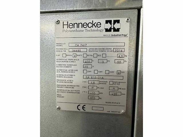 Hennecke - topline compact hk 1250/1250 mxl met 2 doseerunits - complete pu polyurethane installatie - 2014 - afbeelding 8 van  25
