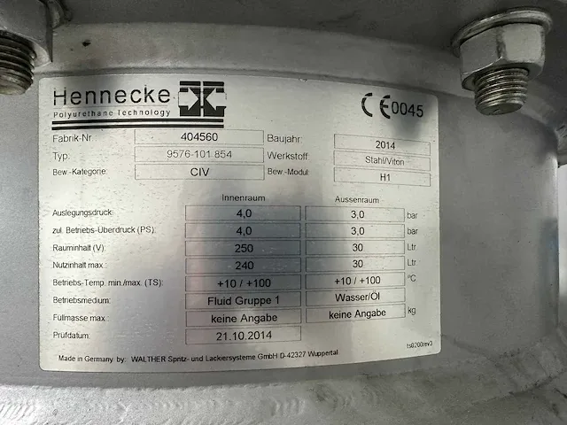 Hennecke - topline compact hk 1250/1250 mxl met 2 doseerunits - complete pu polyurethane installatie - 2014 - afbeelding 9 van  25