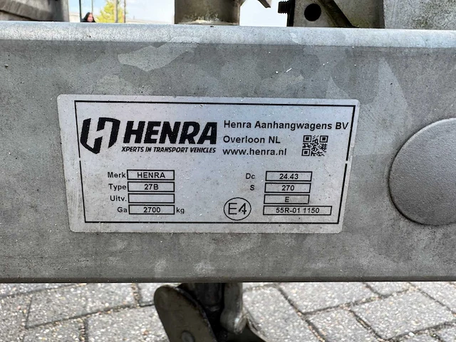 Henra dubbel asser 27b aanhangwagen - afbeelding 2 van  10