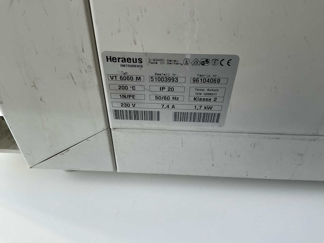 Heraeus instruments vt 606 m vacuümoven - afbeelding 6 van  6
