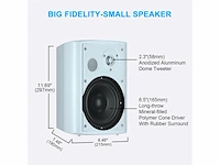 Herdio 6.5 inch 400w buitenspeakers bedraad waterdicht muurbevestiging (paar, wit) - afbeelding 1 van  4